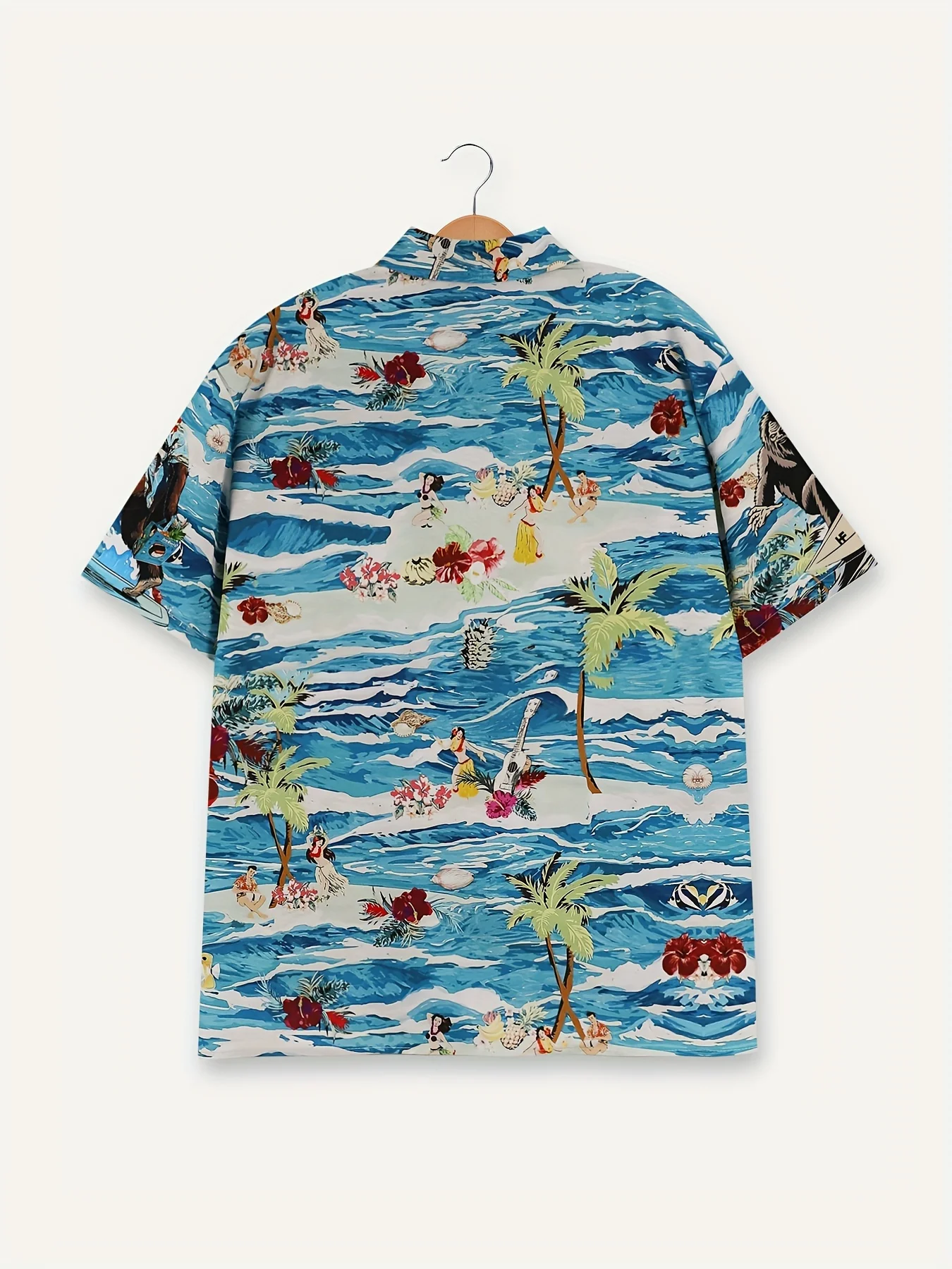 Hawaiian Style Shirts Men\'s Short Sleeve Shirts Island Gorilla Pattern Beach Party Wear Outfits Men\'s Oversized Tops