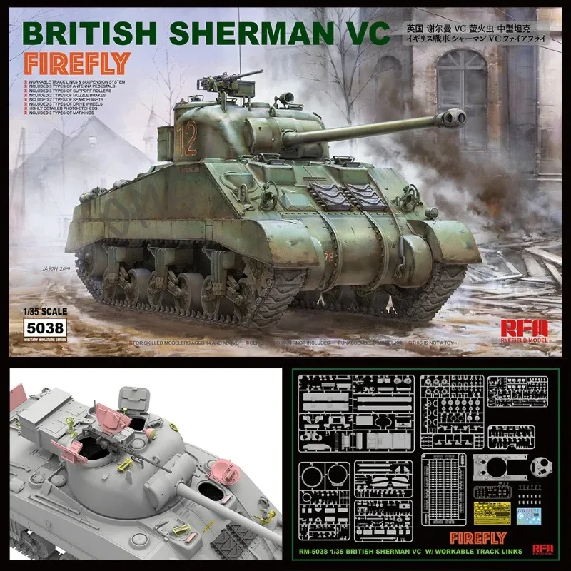 

Ryefield Model RFM5038 1/35 Scale British Sherman VC Firefly Tank Assembly plastics model kit