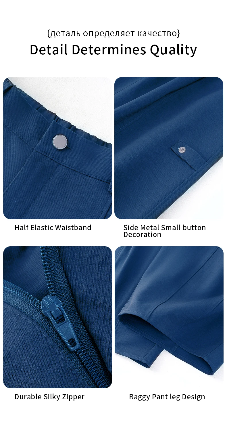 Harajuku Einfarbige Damen-Weitbein-Hose mit Hoher Taille, Übergroße Drapierte Jogginghose mit Elastischem Bund und Taschen für Herbst und Winter – Detail 5