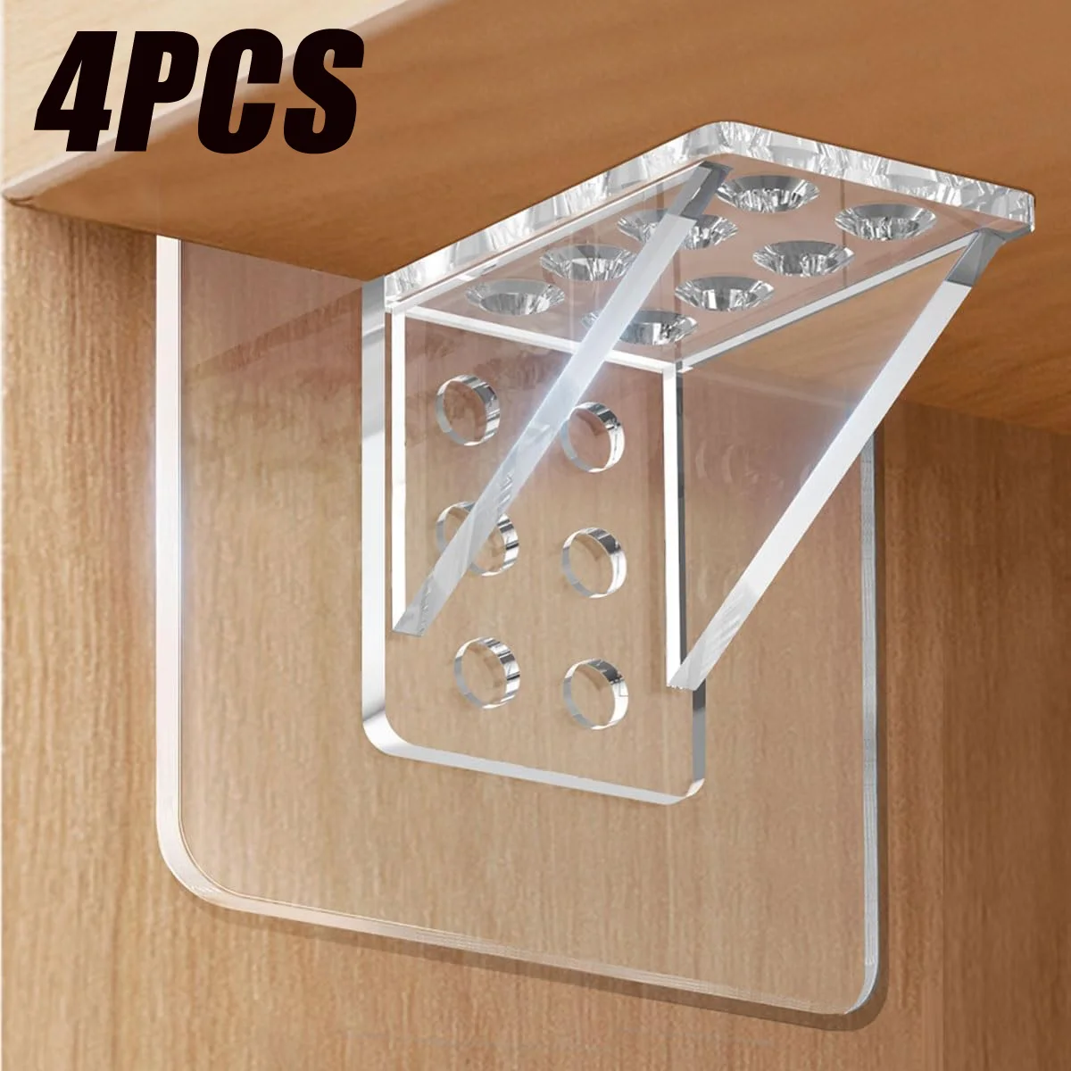 1/2/4pcs No Drill Shelf Support Pegs Punch Free Shelf Support Peg Adhesive Shelf Bracket Cabinet Shelf Clips For Kitchen Cabinet