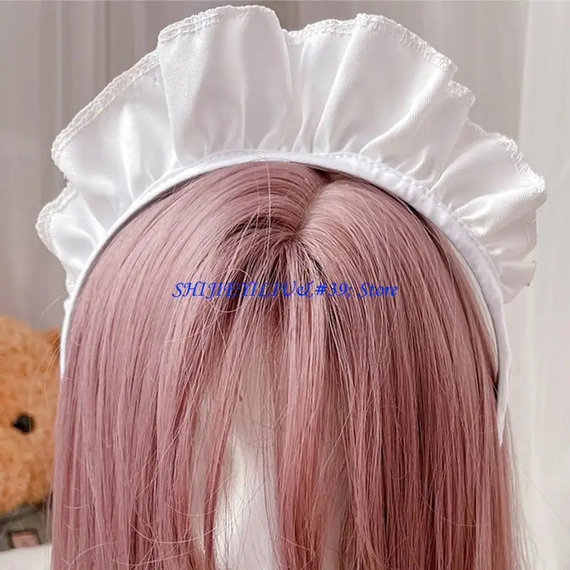 

E21F женский широкий головной убор с рюшами, милые повязки на голову для горничной, аниме, головной убор для косплея, готический