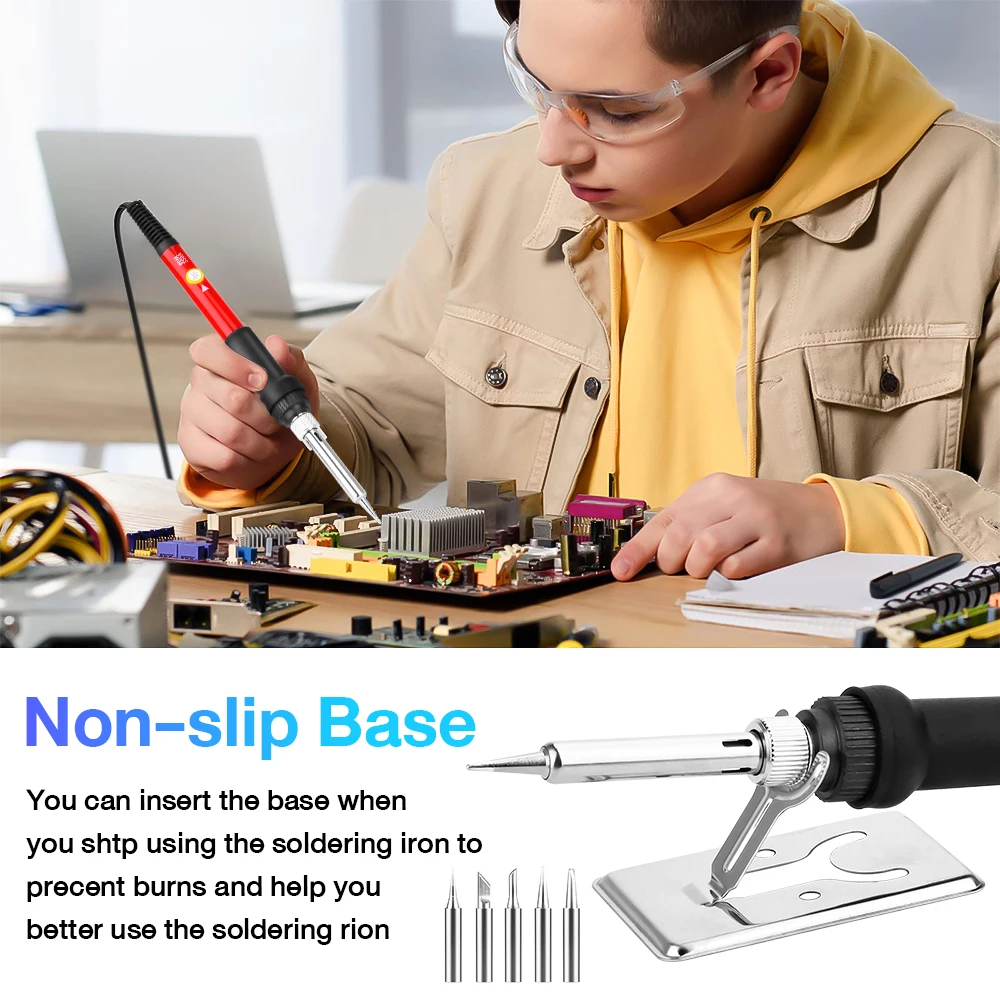 60W Electric Soldering Iron Adjustable Temperature Portable Kit Welding Solder Repair Rework Station Heating Pen Repair Tools