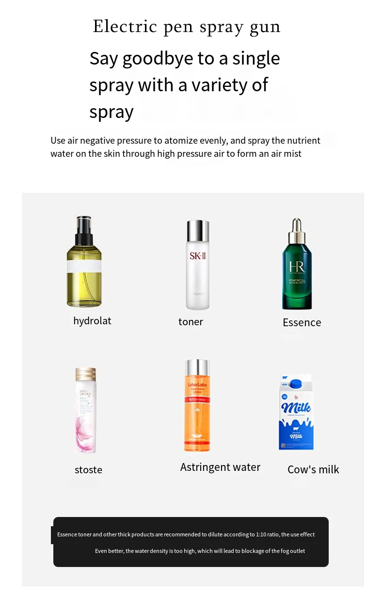 Portable USB Rechargeable Mini Electric High Pressure Oxygen Atomizer Air Compressor Spray Gun Sprayer Oxygen Injector Small Bubble Beauty Nano Skin Facial Hydration Moisturizing Skin Care Tools
