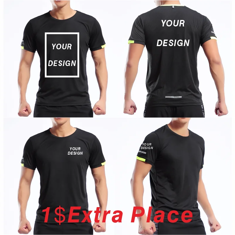 Men's Quick Dry Polyester Short Sleeve T-shirt Bulk Custom Printing Embroidered Logo Sports Running Breathable Crew Neck Top 4xl