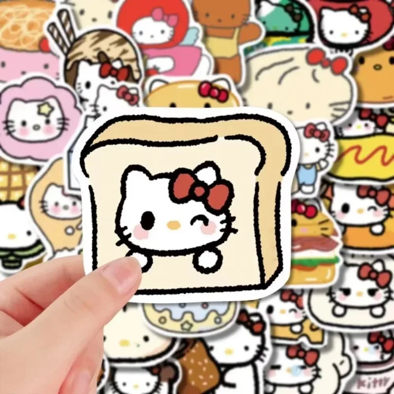 100PCS Sanrio Cartoon Food Hello Kitty Stickers Cute DIY Diary Phone Case Guitar Bicycle Water Cup Luggage Stickers Wholesale