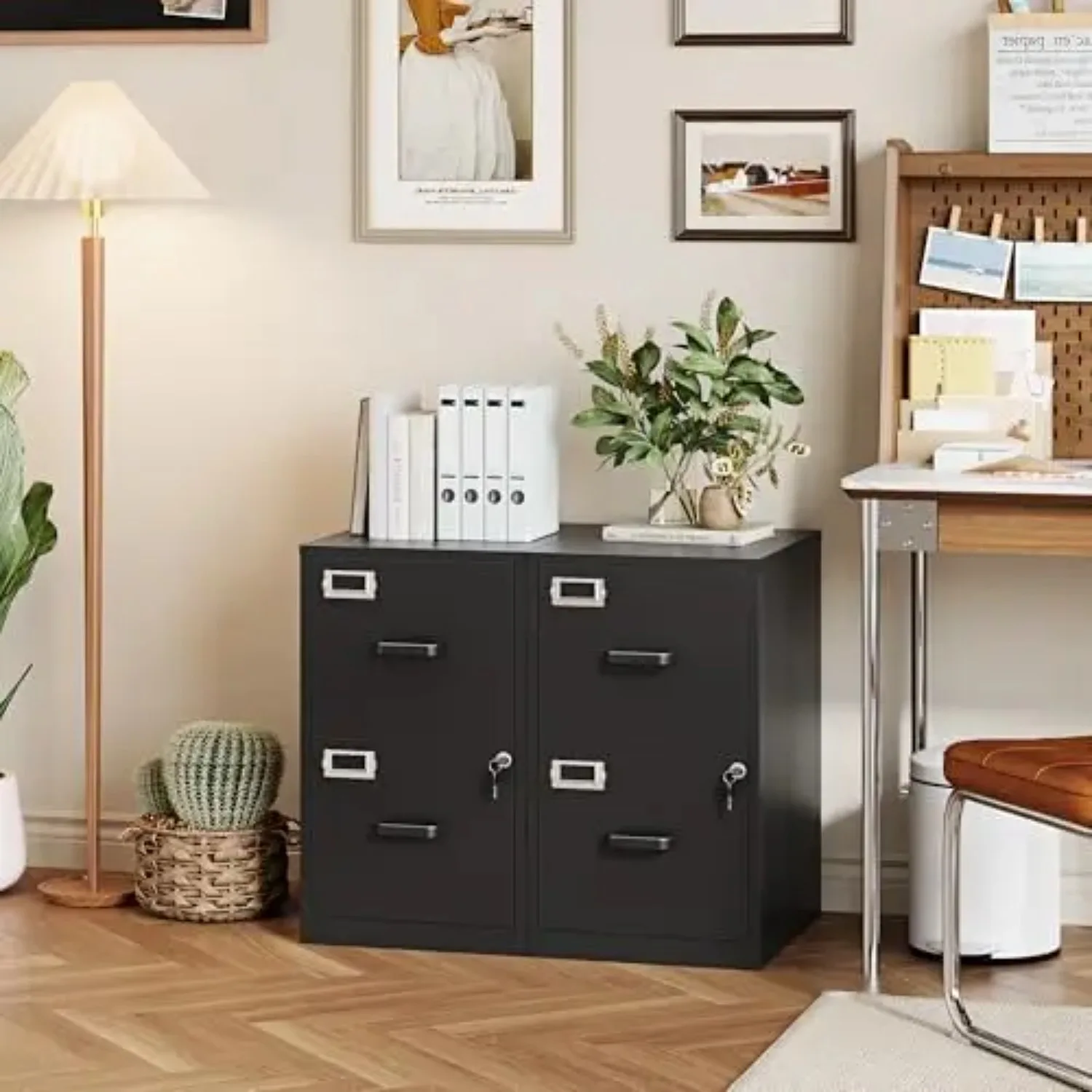 2 Drawer File Cabinet with Lock, 25.4