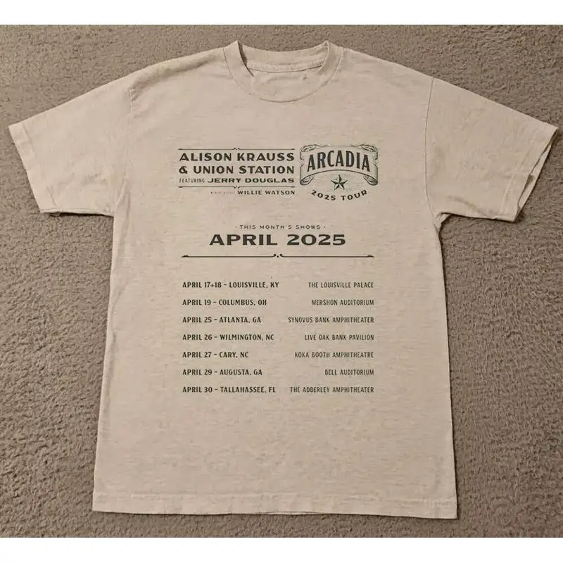 تي شيرت Alison Krauss Union Station The ARCADIA Tour بالحجم الكامل S 5XL