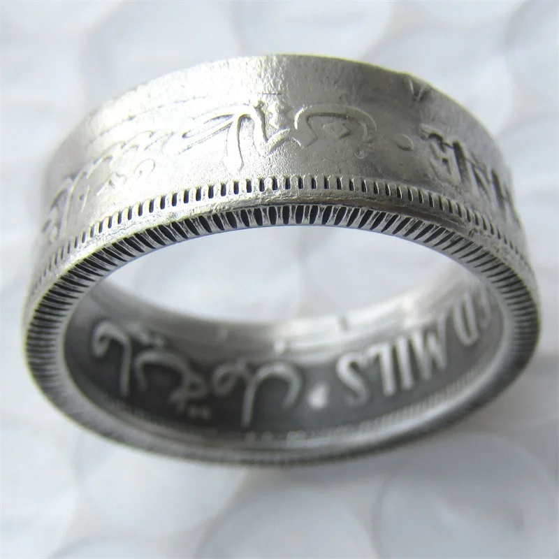 Anillo de moneda Chapado en plata 1934 Mils, hecho a mano, de Israel, Palestina, el mandril británico, tamaños 7-12, 100