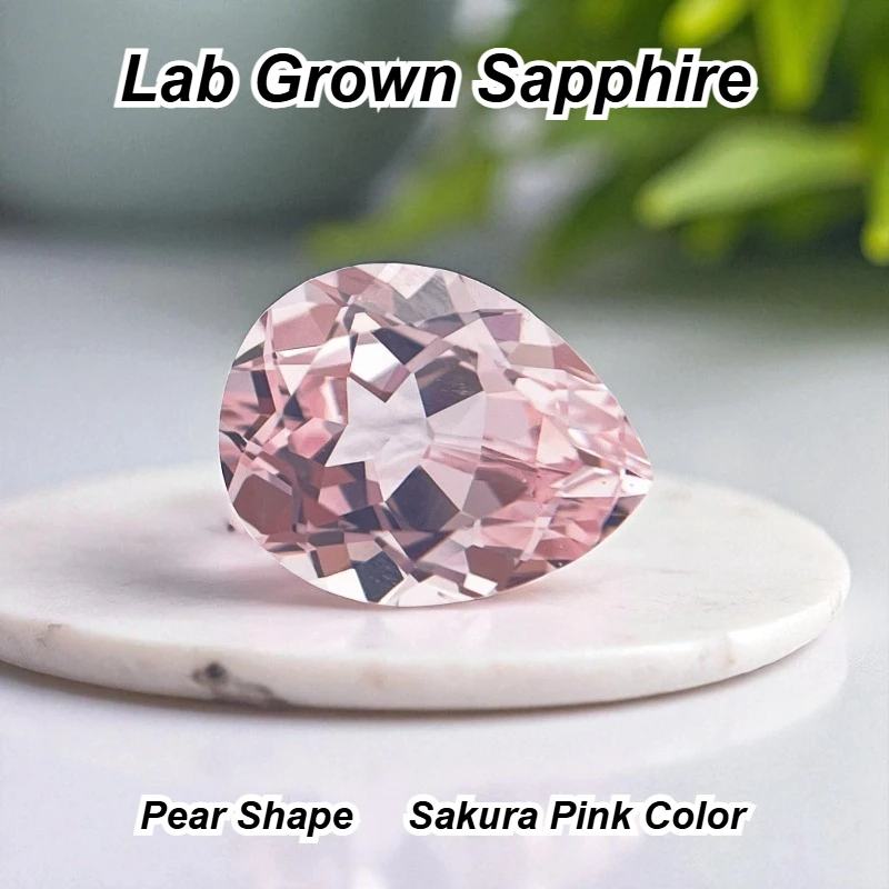 

Выращенный в лаборатории сапфир, свободный камень Сакура, розовый цвет, VVS1, подвески в форме груши, бусины для изготовления ювелирных изделий своими руками, сертификат на выбор