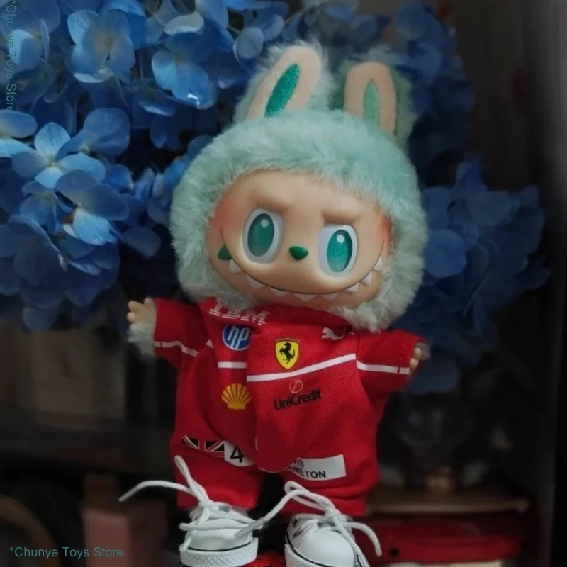 

Only Clothes for Labubu 17cm V1 V2 V3 Red F1 Racing Suit Set Pendants Outfits Accessories Outfits Accessories Without Dolls