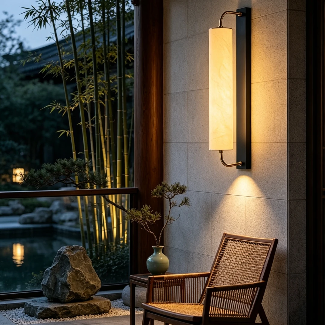 Luxury Linear Wall Sconce Natural Onyx Cylinder Shade Black & Gold Metal Wall Lamp For Bedroom Headboard Hallway Decor