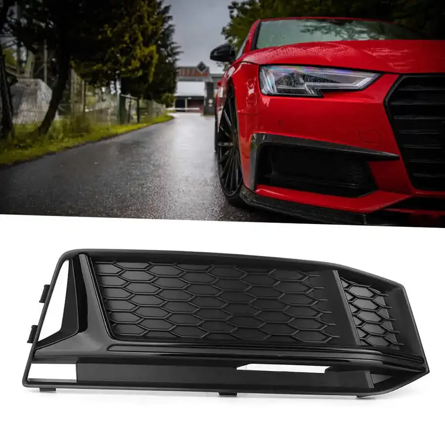 1 Pair of Car Fog Lamp Light Grille Grill Cover Refit For S4 Style Black Color Fits For Audi A4 B9 Sline 2017 2018 2019 fast