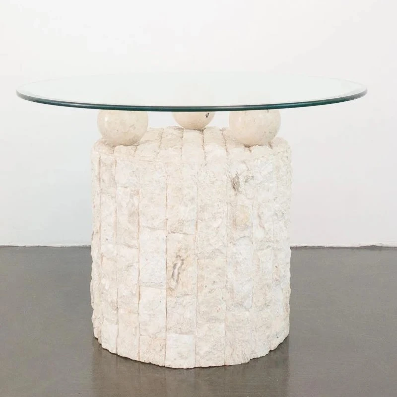 

Дизайнер ваби-саби, креативный желтый журнальный столик из травертина на заказ, стеклянный журнальный столик для небольшой квартиры, гостиной