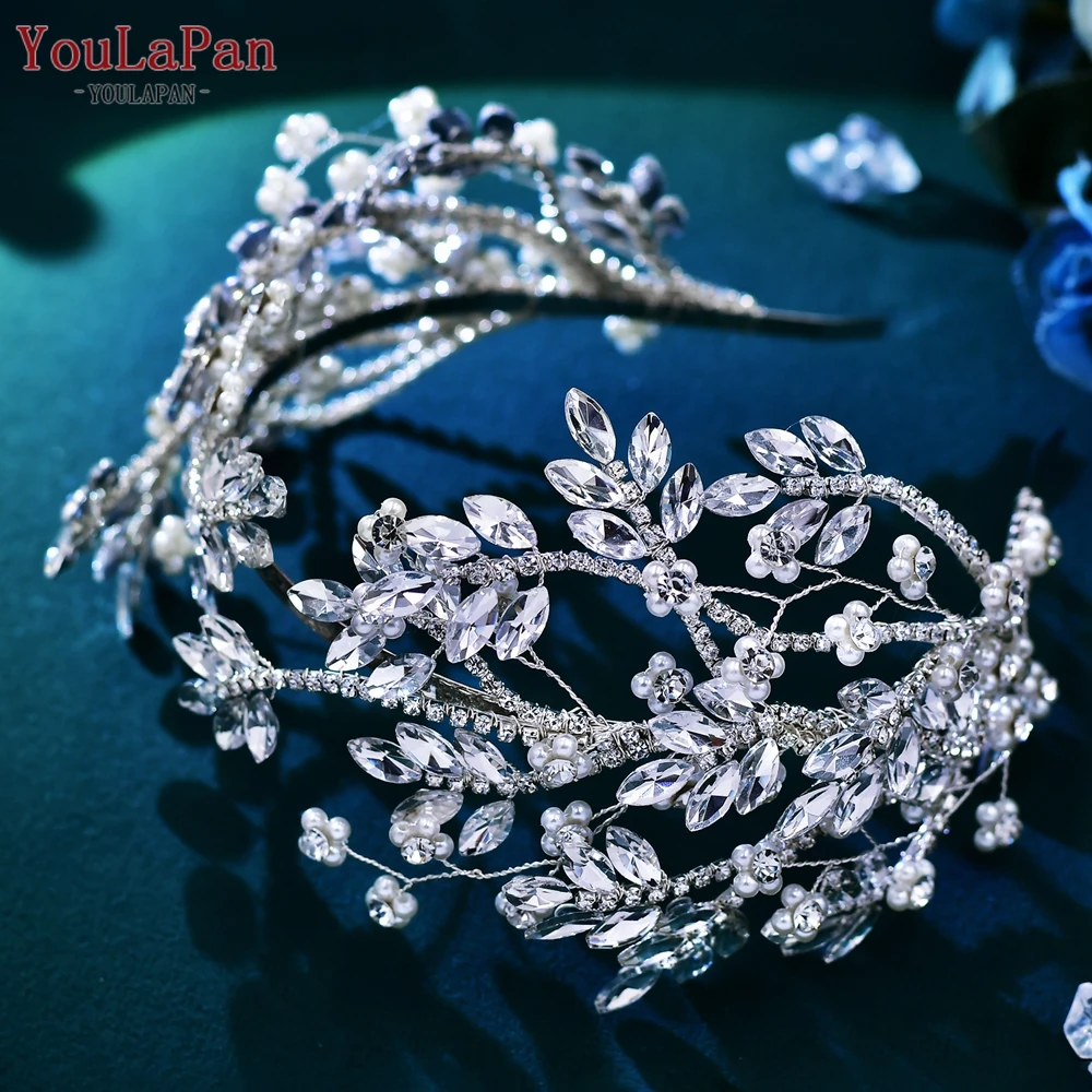 YouLaPan Bridal Rhinestone Hair Hoops Wedding Bride Pearl Hair Accessories Ladies Fashion Headwear Banquet Party Jewelry HP617