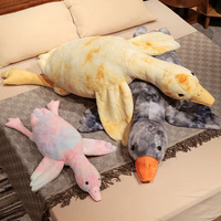 Cute Colorful Goose Plush Long Pillow 130cm Giant Stuffed Lifelike Wing Hug Pillow Sofa Cushion Gift Decor