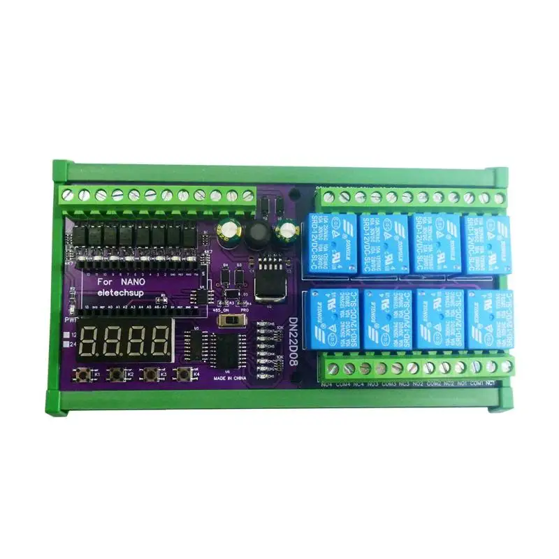 8CH DC 24V 12V Multifunction Delay Timer Switch Board RS485 PLC IO Expanding Module For Arduino NANO V3.0