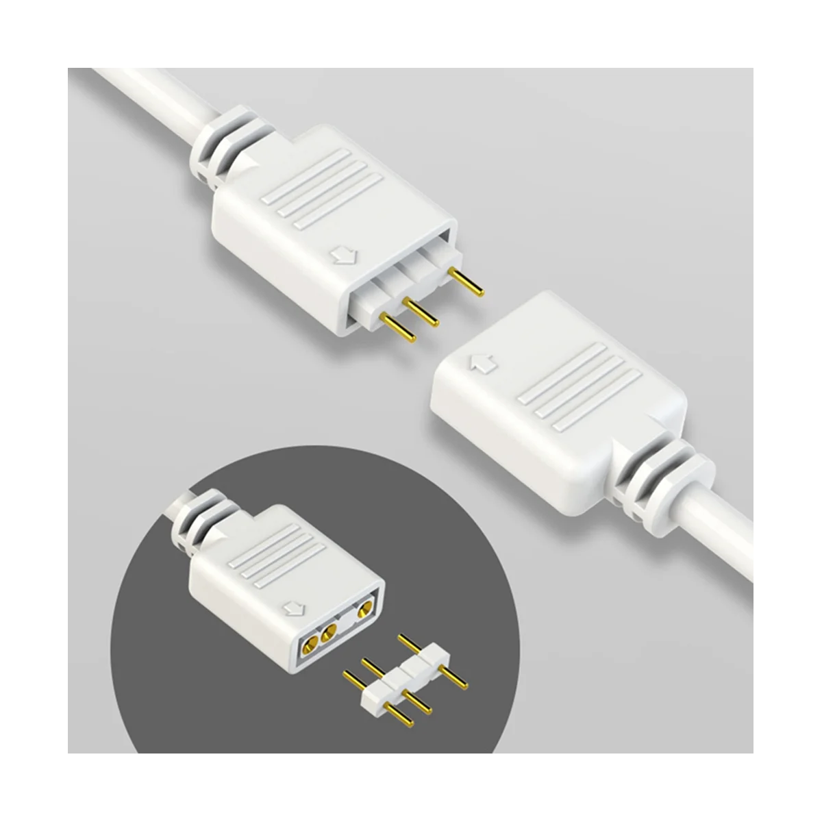 5V 3-Pin Extension Cable for Computer Motherboard 1 Point 4 Hub Cable Connection Extension ARGB Splitter, White