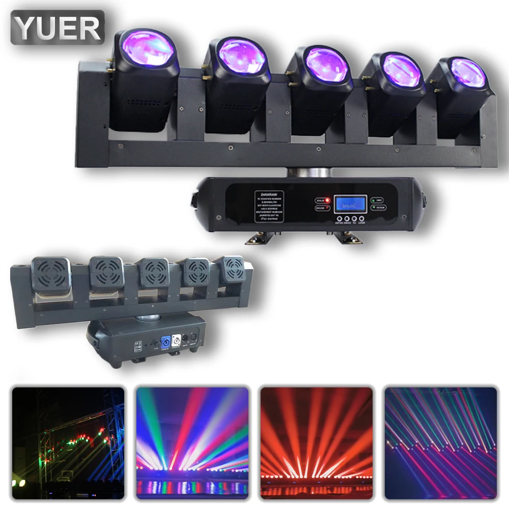 YUER 300W LED 5X40W RGBW Beam Moving Head Light Strobe Stage Lights DMX512 For DJ Disco Party Club Show Stage Effect Lamp