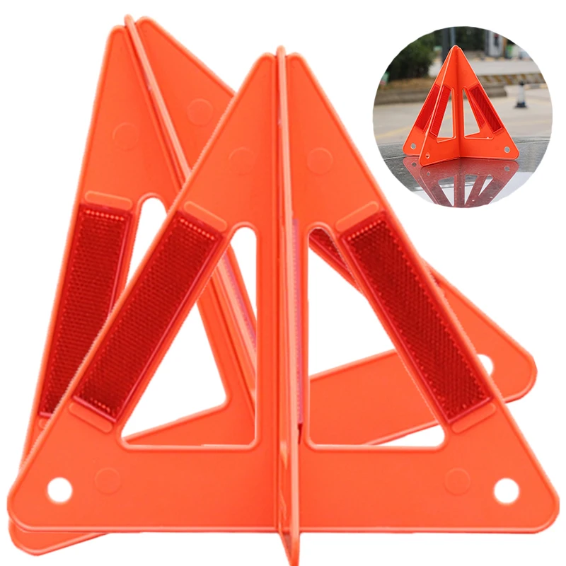 LZ 자동차 트렁크 반사 삼각형 경고 사인, 휴대용 삼각형 접이식 솔리드 스탠딩 삼각대, 안전 위험 자동차 액세서리
