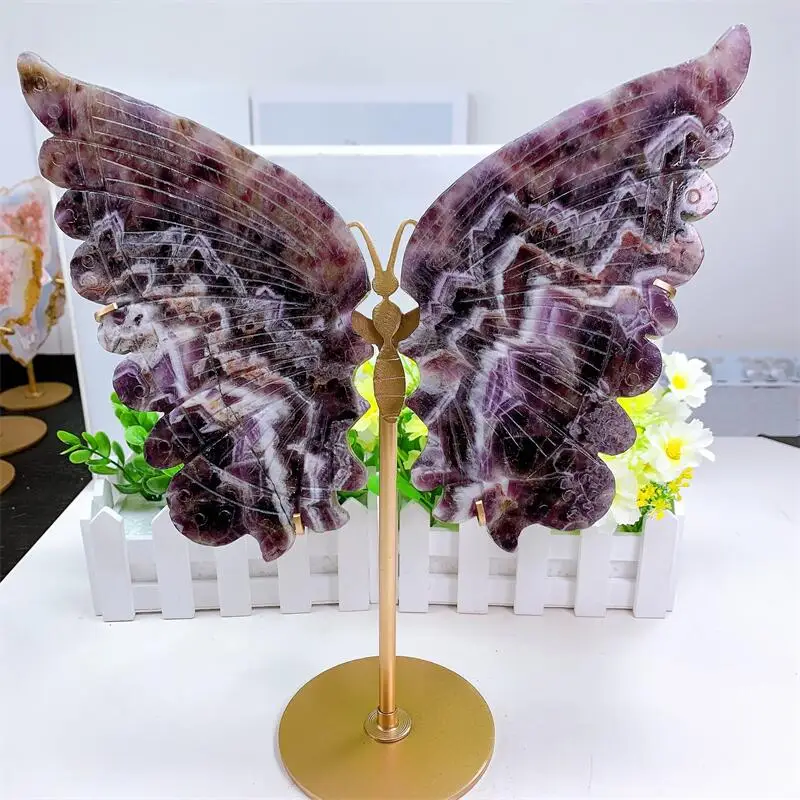 

Natural Dream Amethyst Butterfly Wings Crystal Quartz Carving Healing Energy Stone Christmas Home Decoration Birthday Gift 1PCS