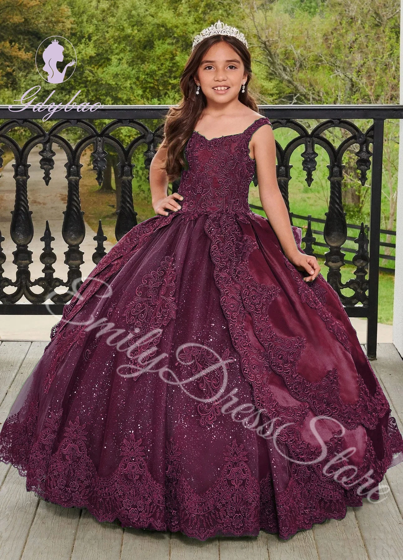 Luxury Green Dresses Ball Gown Lace Beads V-neck Tulle Appliques Flower Girl Dresses For Weddings Beauty Pageant Dresses