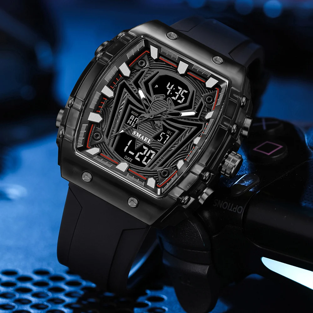 

SMAEL мужские часы модные роскошные водонепроницаемые силиконовые ремешки кварцевые цифровые часы мужские светящиеся спортивные автоматические часы с будильником даты простые часы