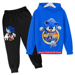 Erkek bebek Giysileri günlük kıyafetler Sonics Hoodie Set Çocuklar Üstleri Pantolon 2 adet Kız Giyim Çocuk Moda Eşofman