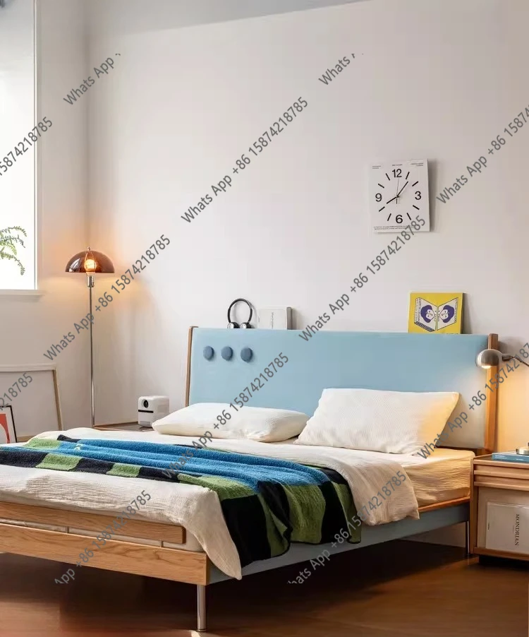 

Мягкая кровать-сакура Time с плоским краем, 1.5м, односпальная, из вишневого дерева, японская, 1.8м, с мягкой обивкой.