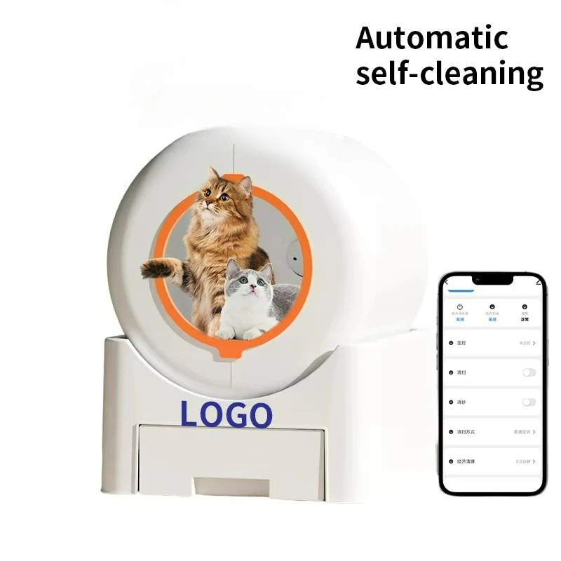 

64L Customized Multi-cat Smart Washroom White Automatic Self-cleaning cat Litter Box Application Control Health Monitoring