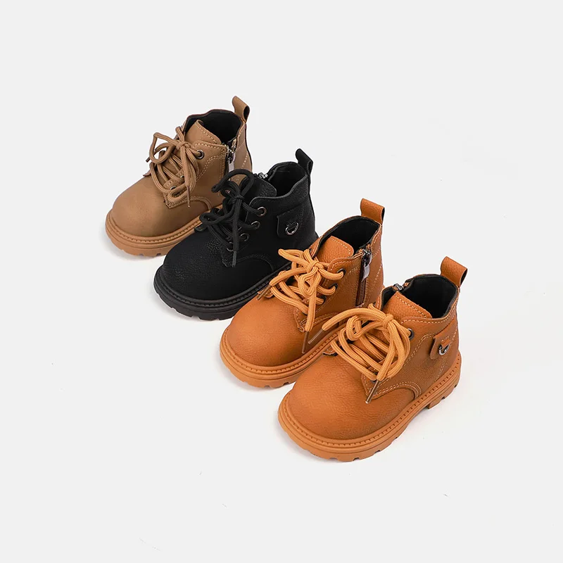 Spring Autumn Classic Kids Ankle Boots Retro Leather Boots for Boys Girls School Non-slip Causal Children Platform Short Boots