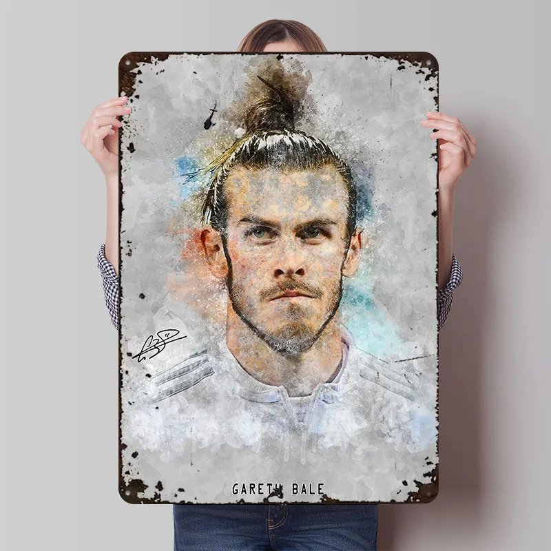 Gareth Bale Metal Poster Customized Wall Art Retro Vintage Tinplate Signs for Decoration Home Decor Items Bar Accessories House