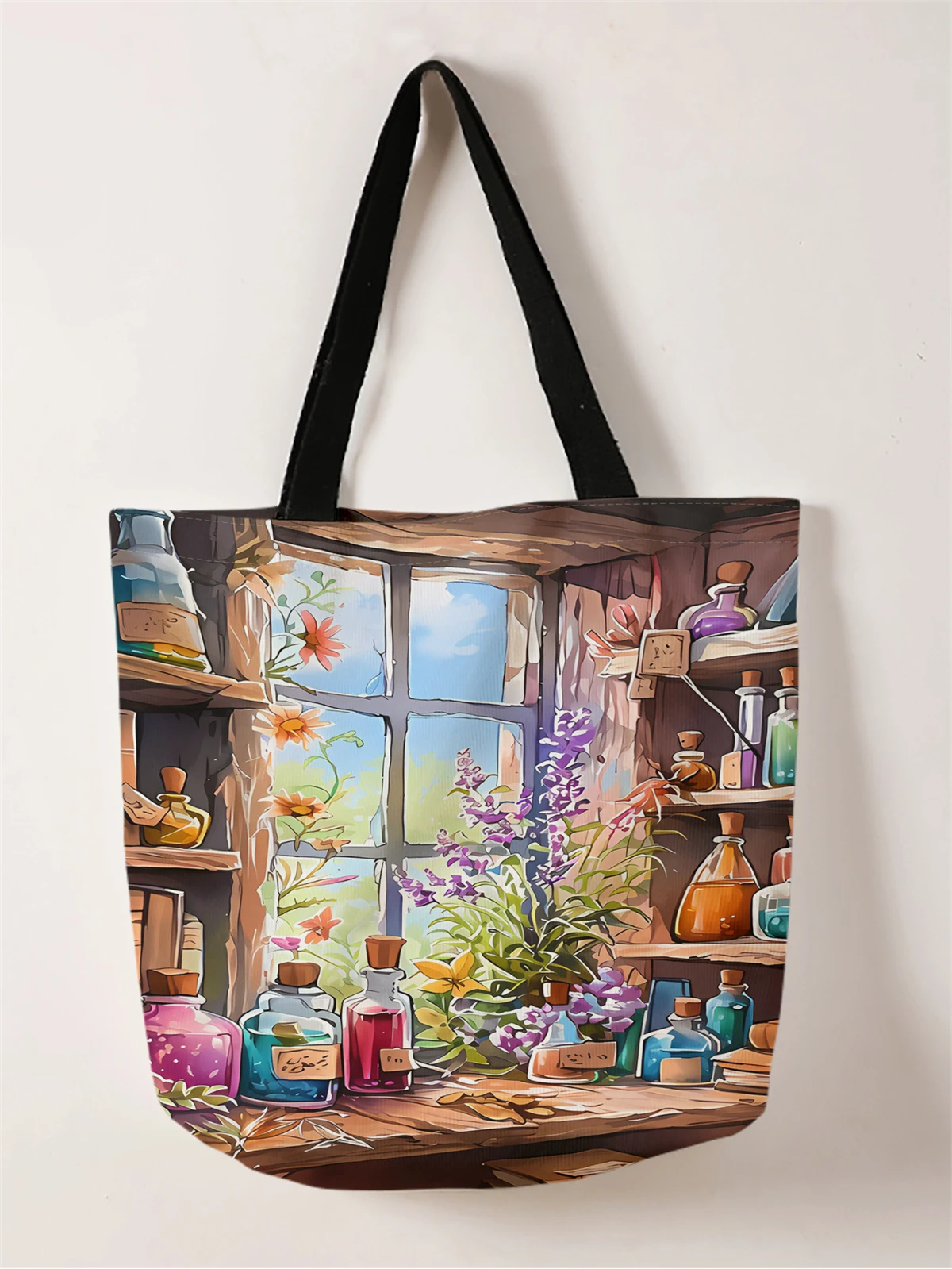 

1шт, сумка в стиле ретро, модная сумка многоразового использования, многофункциональная сумка, холщовая сумка для покупок с принтом