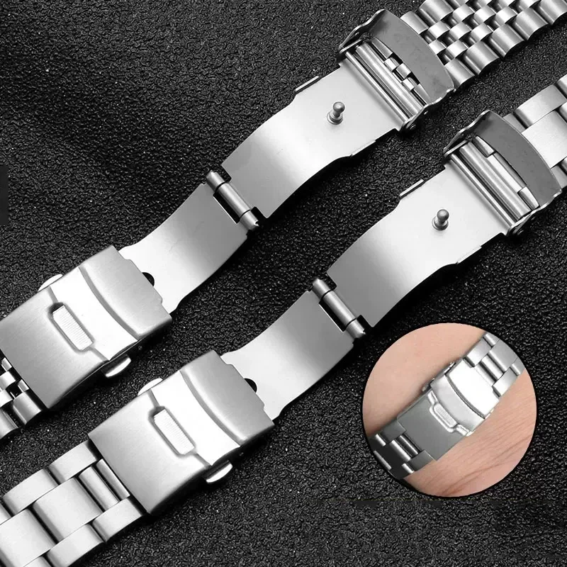 Stainless Steel Strap for Casio Duro MDV-107-1A MDV-106 Marlin Replace Diving Curved End Solid Metal Watch Bracelet Band 22mm