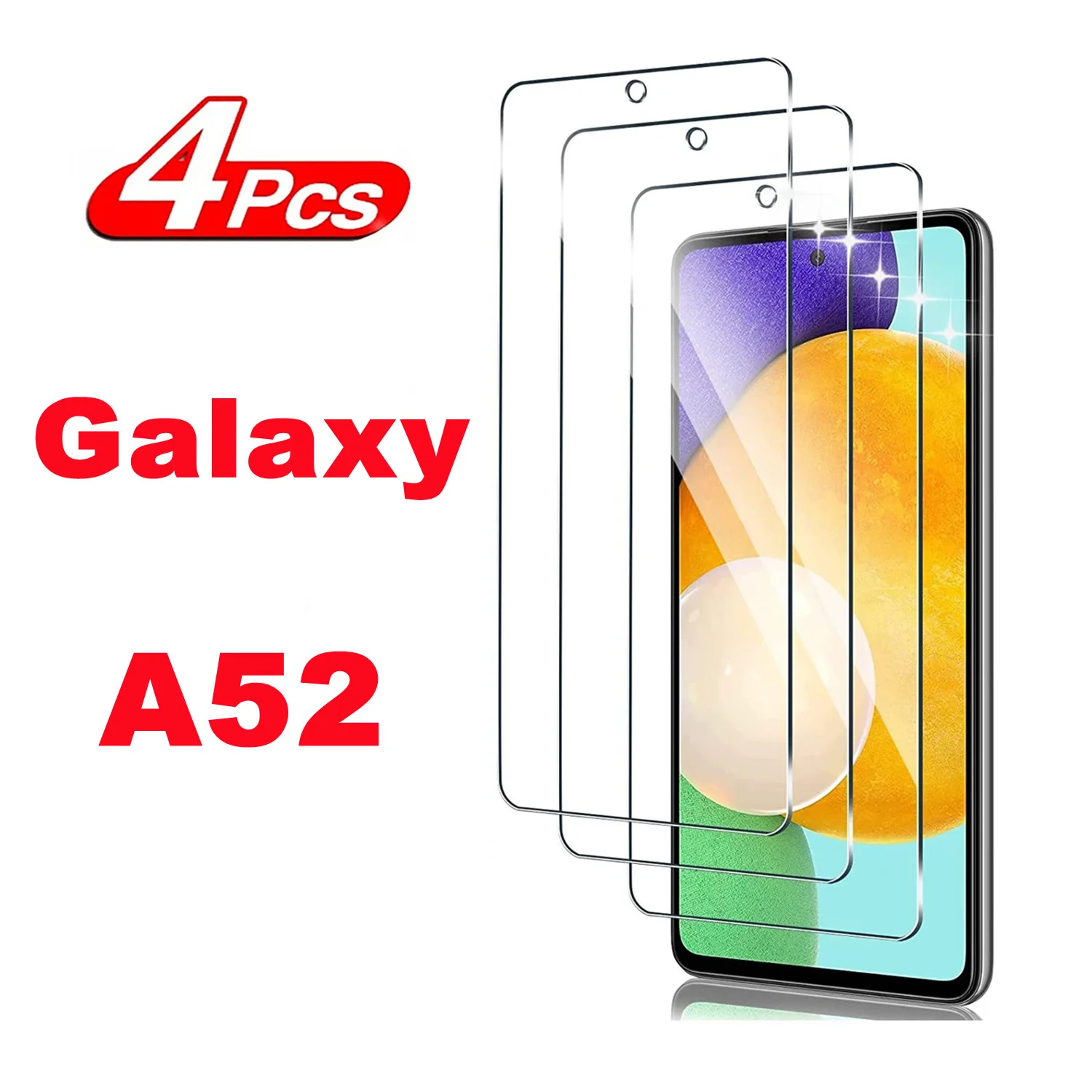 

9H Tempered Glass For Samsung Galaxy A52 4G/5G, 2/4Pcs HD Screen Protector