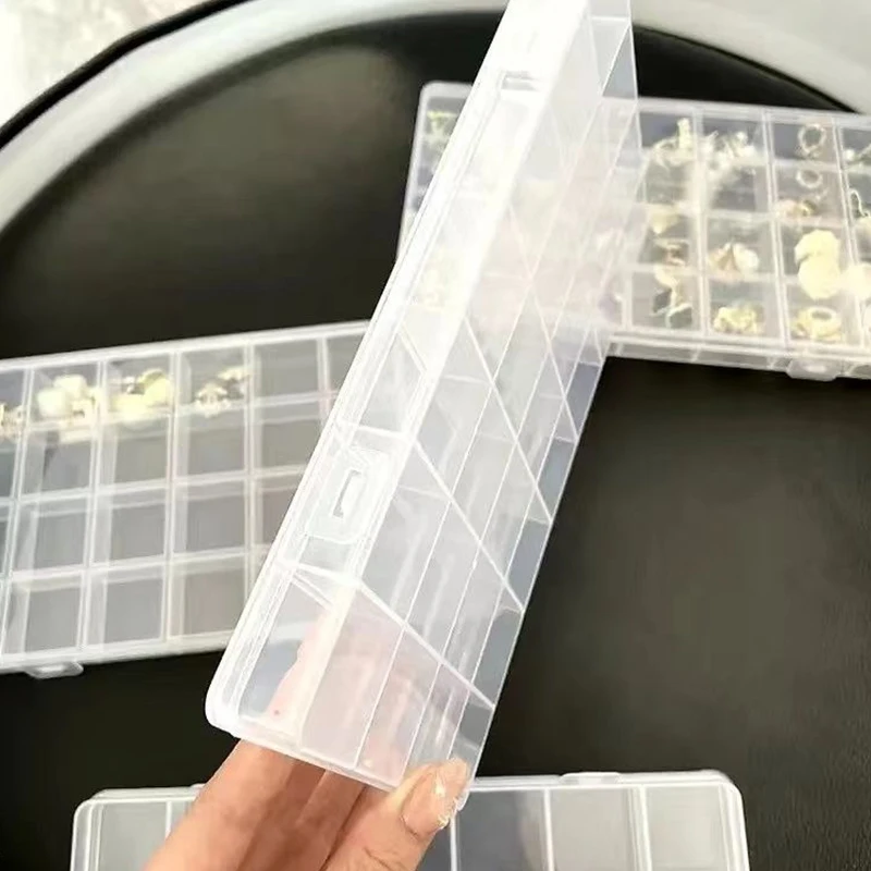 24 Slots Nail Decal Storage Box Nail Art Accessories Storage Box Removable Grid Nail Art Rhinestone Jewelry Box Accessories