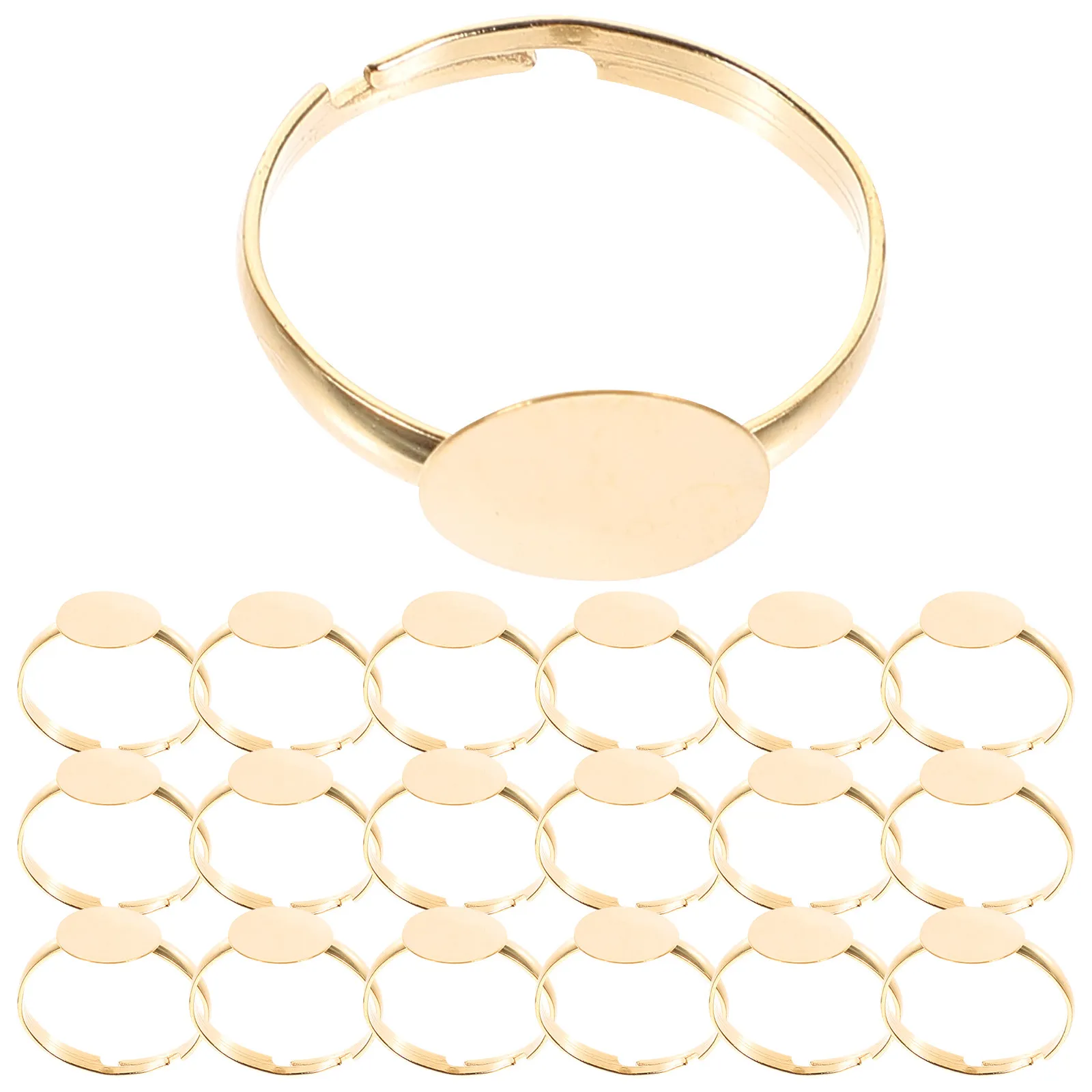 100 Pièces de Bases de Bagues Ajustables en Alliage, Plateformes Plates pour la Fabrication de Bijoux DIY, Fournitures d'Artisanat, Supports de Bagues Vides, Accessoires pour la Création de Bagues