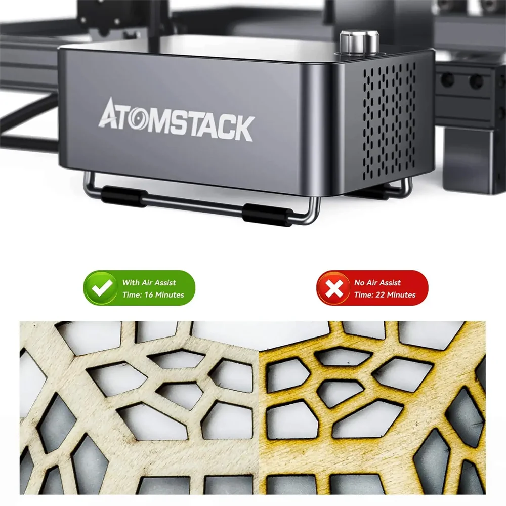 AtomStack Laser Engraver Air Assist System F30 One-Pump 10-30L/min F60 Dual-Pump 10-60L/min Laser Clean Cutting Air Pump