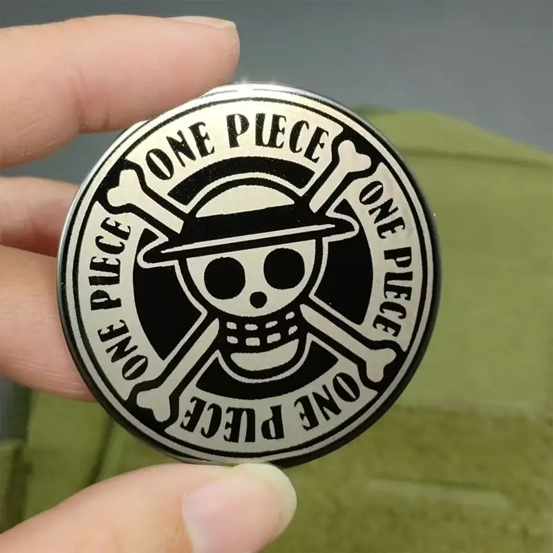 New One Piece Animation Peripheral Nika Luffy Metal Badge Velcro Cute Cartoon Skull Morale Badge Velcro Holiday Gift Wholesale view 3