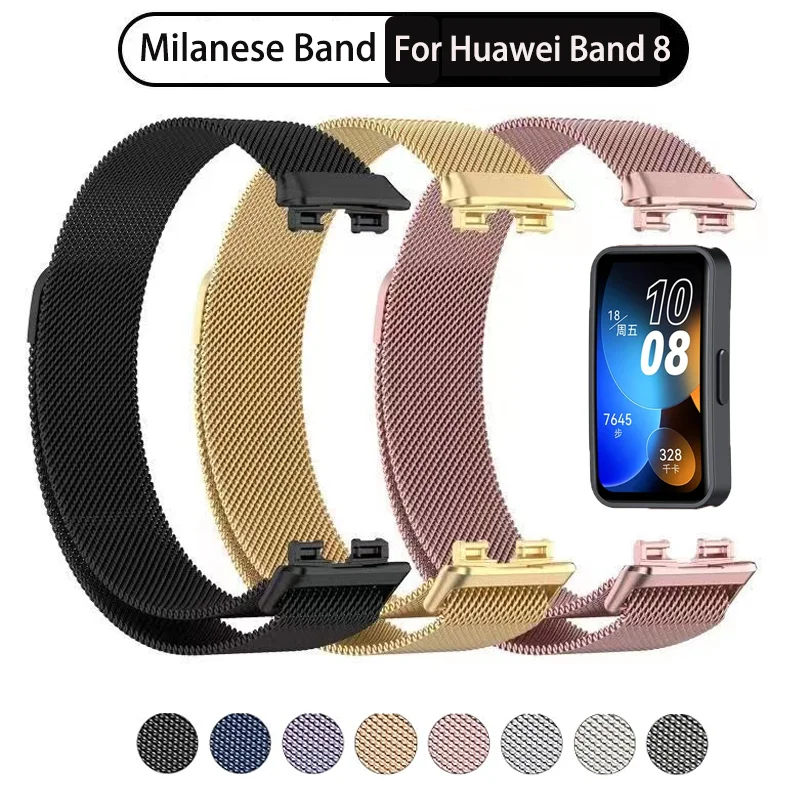 Mlianese Loop para Huawei Band 8-NFC, pulsera magnética de Metal y acero inoxidable, correa para reloj inteligente