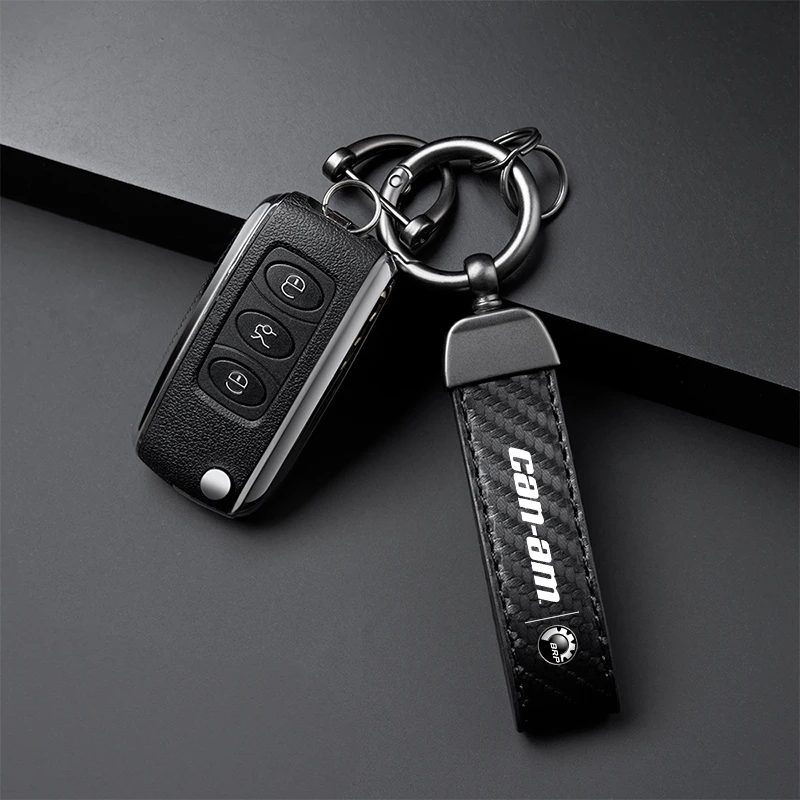 High-Grade Carbon Fiber Motorcycle Keychain Holder Keyring For BRP Can-Am with logo Car Accessories