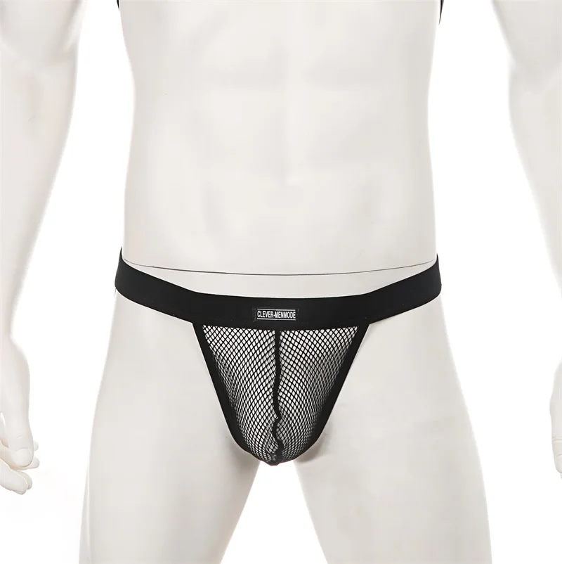 CLEVER-MENMODE Jockstrap Underwear Men Thong Sexy Mesh G String Jock Strap Erotic Panties Backless G-String Homme Underpants