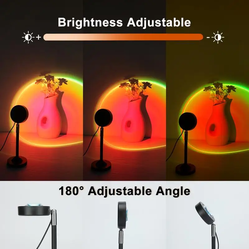 Fall Sunset Lamp Projector Light 180° Adjustable Sunset Mood Lamp, 4 Modes, Remote Control RGB Ambient Night Light for Bedroom,
