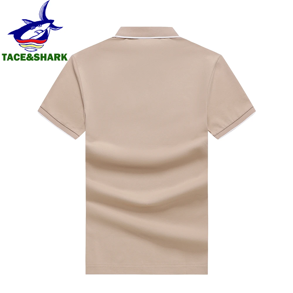 TACE&SHARK Polo Shirt Brand Shark Camisa Masculina Mens Breathable Polos Shirts 2024 Summer Fashion Solid Color