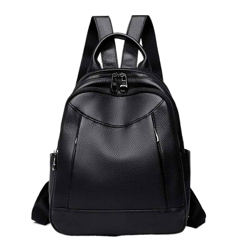 

Women's Large Capacity Soft Leather Backpack Solid Color Casual Travel School Shopping Weekend Bag
