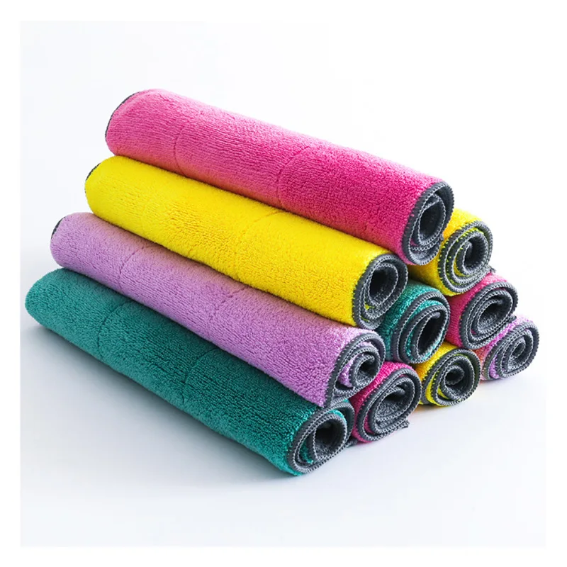 Бытовая кухонная салфетка для чистки посуды из микрофибры, водопоглощающая, для удаления масляных пятен, двухсторонняя, бытовые тряпки для пыли