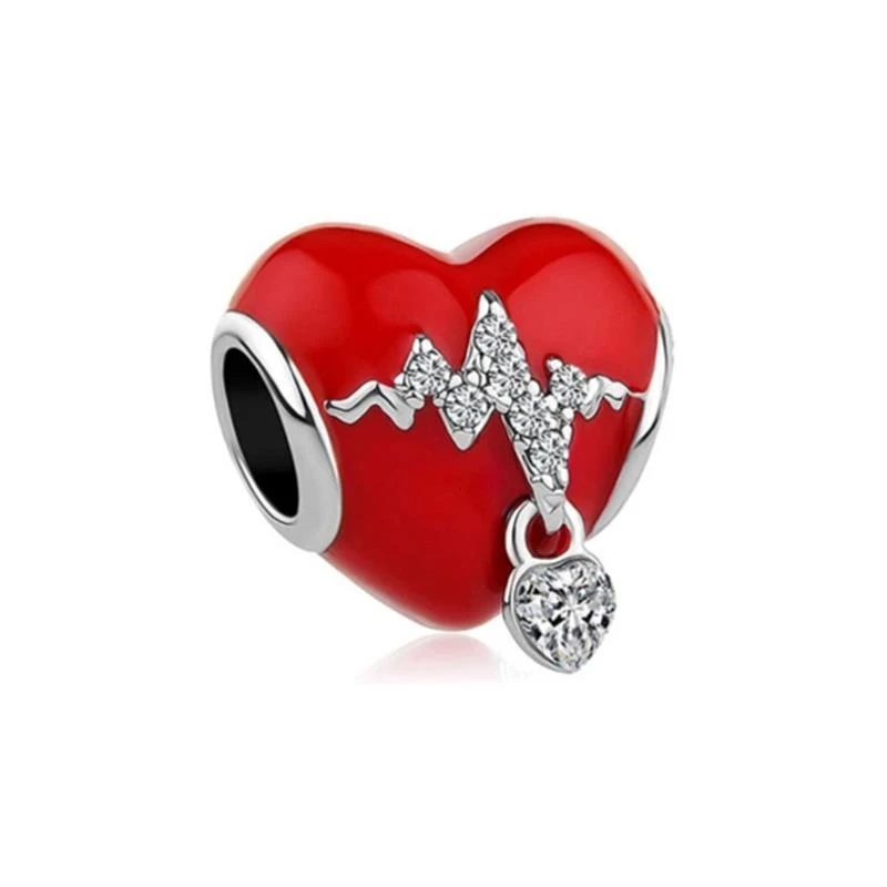 Hot Sale Red Series Heart Beating Maple leaves Flower Safety Charms Beads Fit Original 925 Sterling Silver Bracelet DIY Jewelry