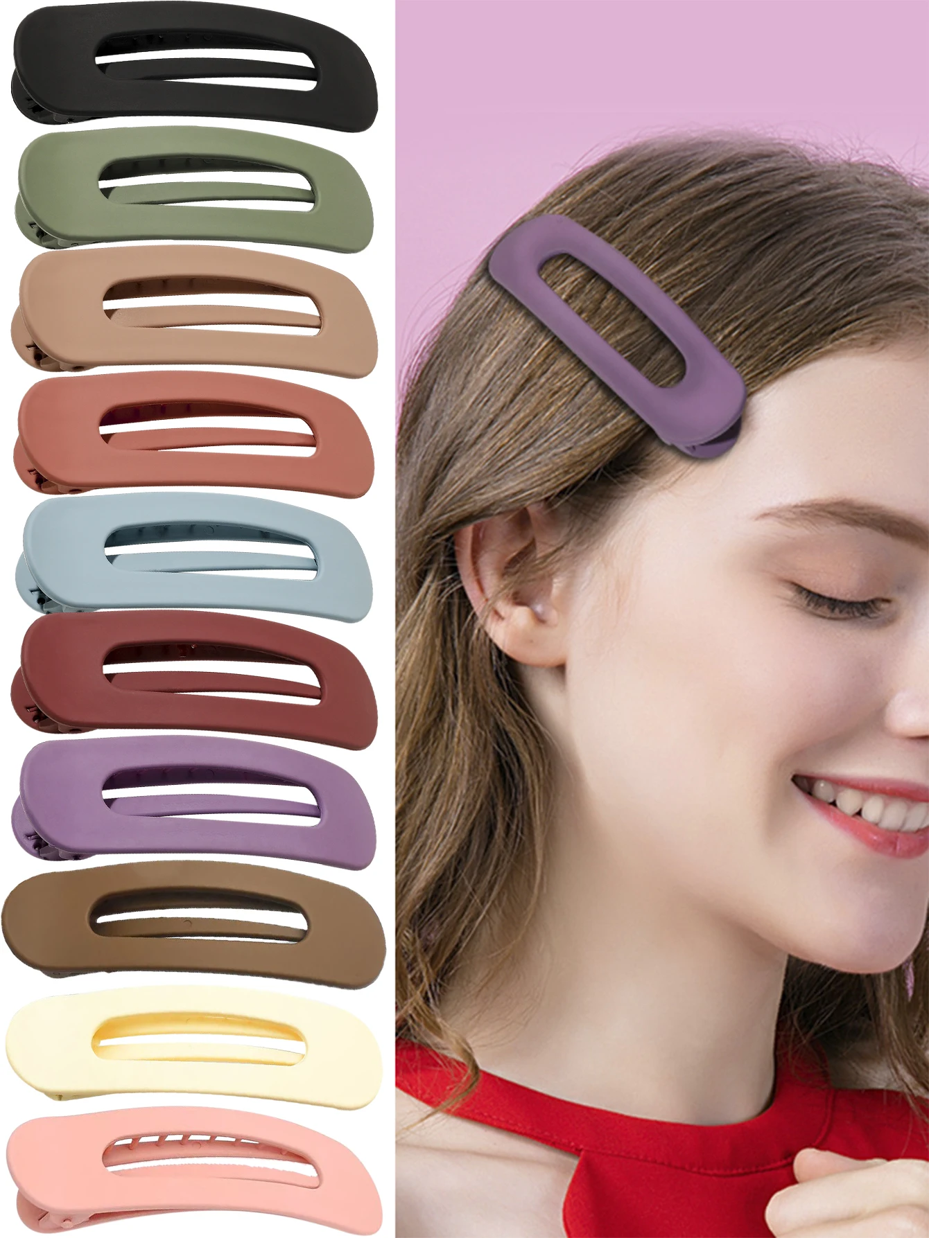 

5pcs Ladies plain color oval hollow out hair accessory duckbill clip hair clip daily side claw clip bangs wash face headpiece