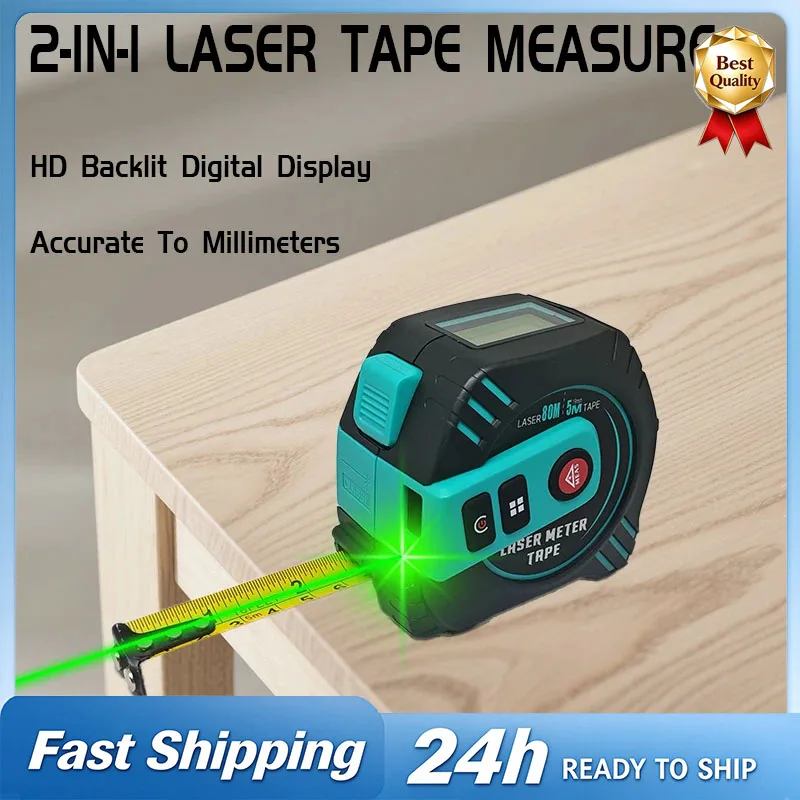 USB CCharging 2-in-1 Laser Rangefinder, 131ft/262ft, With 16ft Tape Measure, LCD Display, Multiple Measurement Modes And UnitM