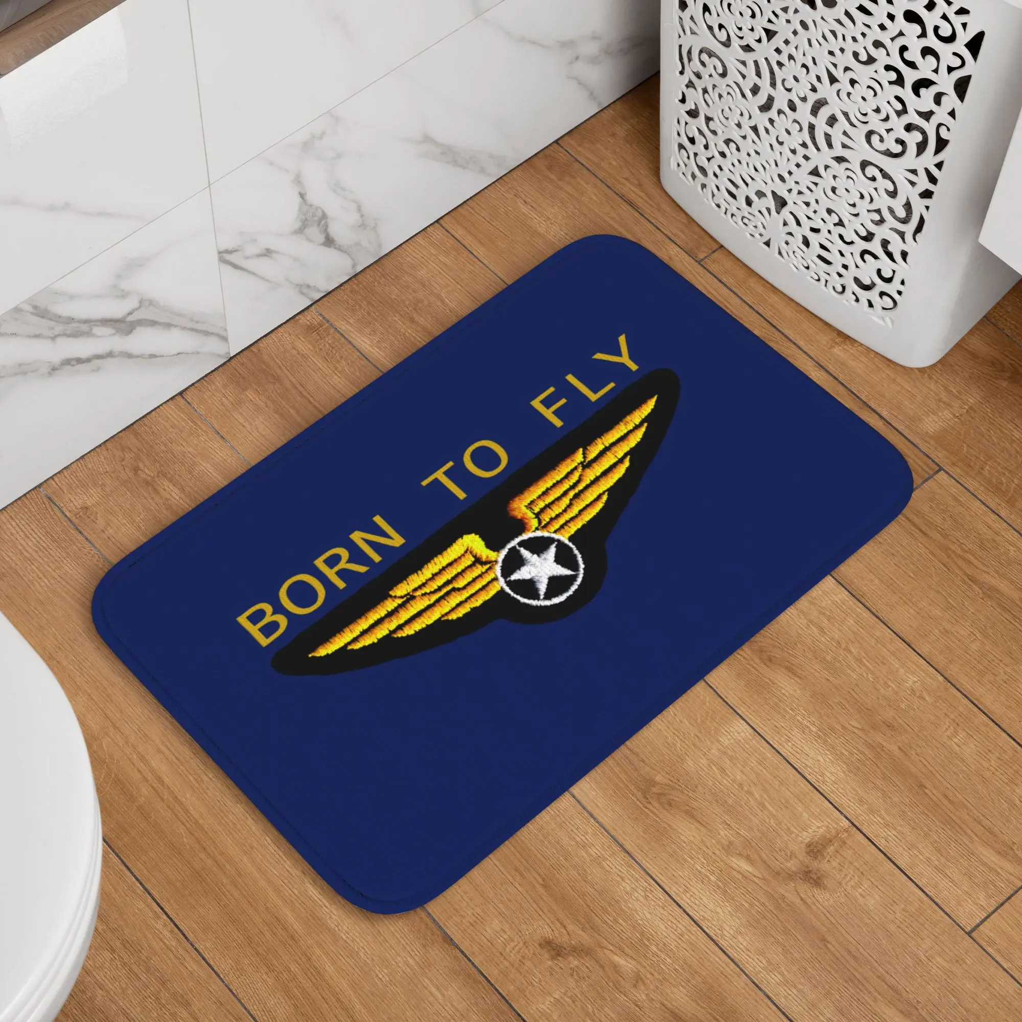 

Коврик для ванной, кухни, гостиной, прихожей, с надписью "Born To Fly Flight Pilot", нескользящий, для входной двери