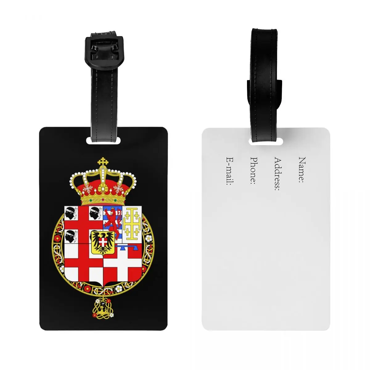 Custom Coat Of Arms Of Kingdom Of Sardinia Flag Luggage Tags for Suitcases Privacy Cover Name ID Card